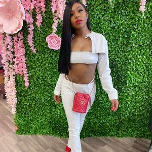 3 piece . Pants jacket and bralette